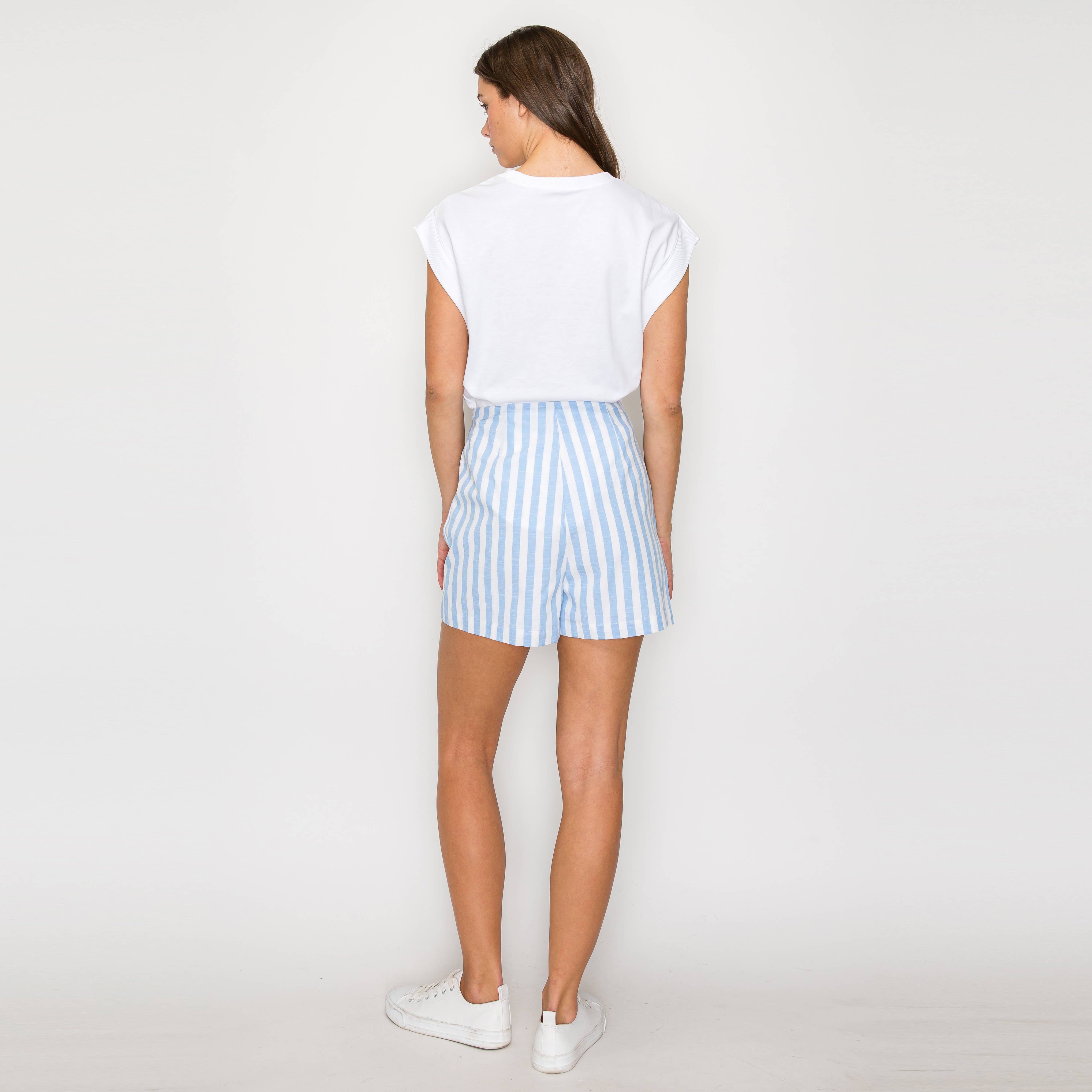 Ruffle Ruffle Stripe Skort - Blue & White Stripe