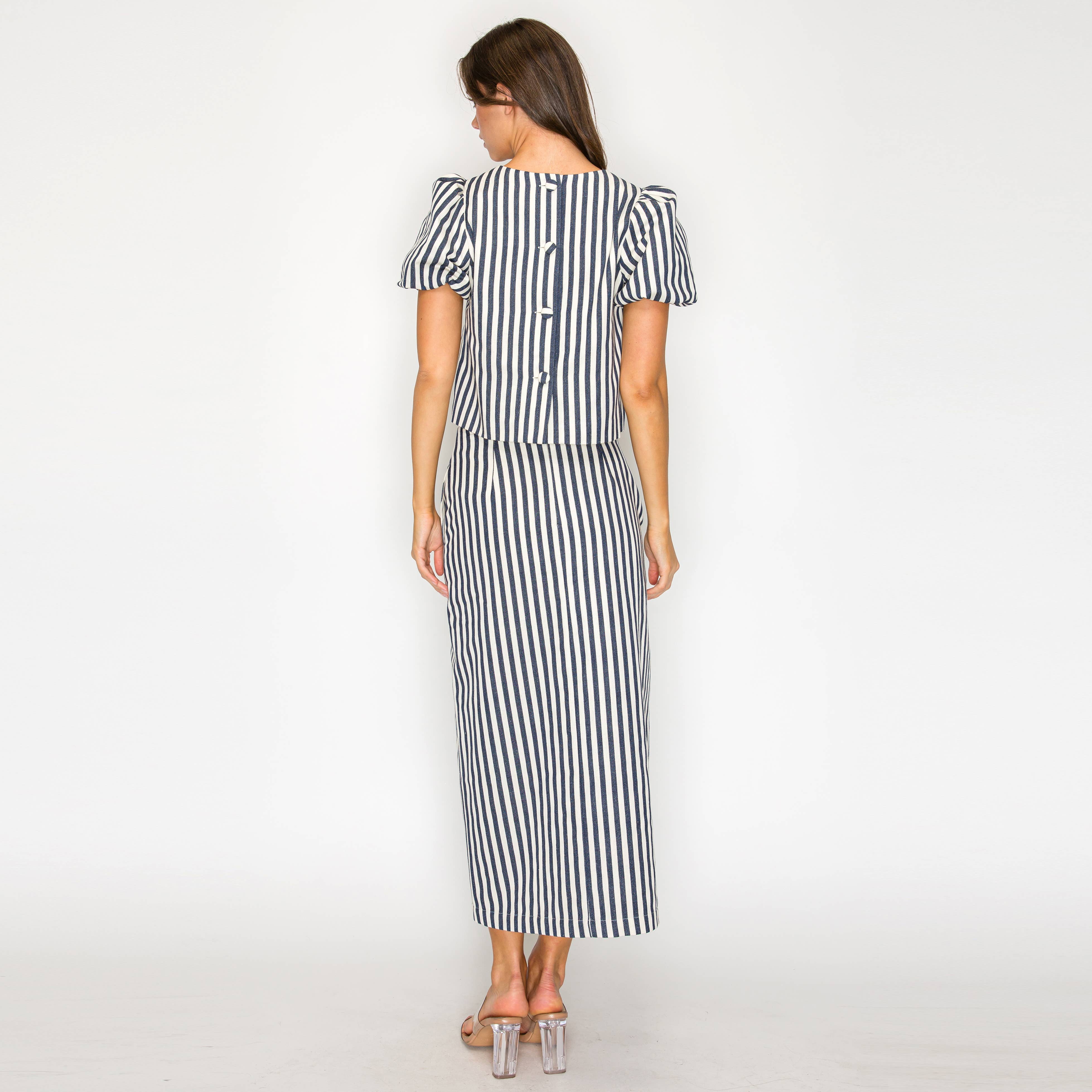 Harbor Stripe Midi Skirt