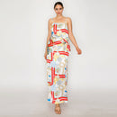 ATLANTIC BREEZE RED Satin Scarf Midi Dress