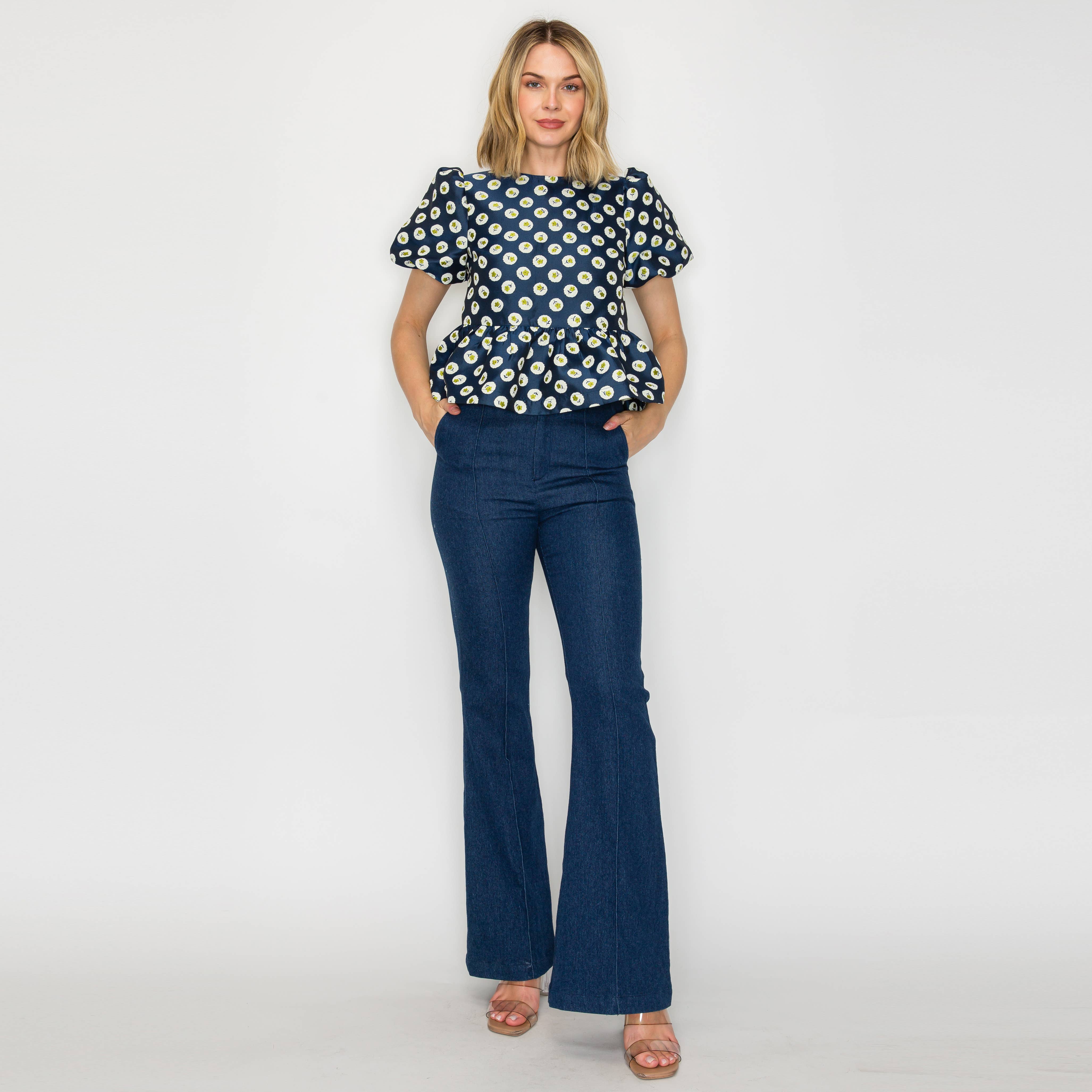 Flower Polka Dots Peplum Top