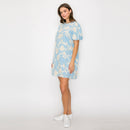 Baby Blue with White Rosette Detail Mini Dress