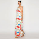 ATLANTIC BREEZE RED Satin Scarf Midi Dress