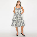 Toile Jacquard pattern midi dress