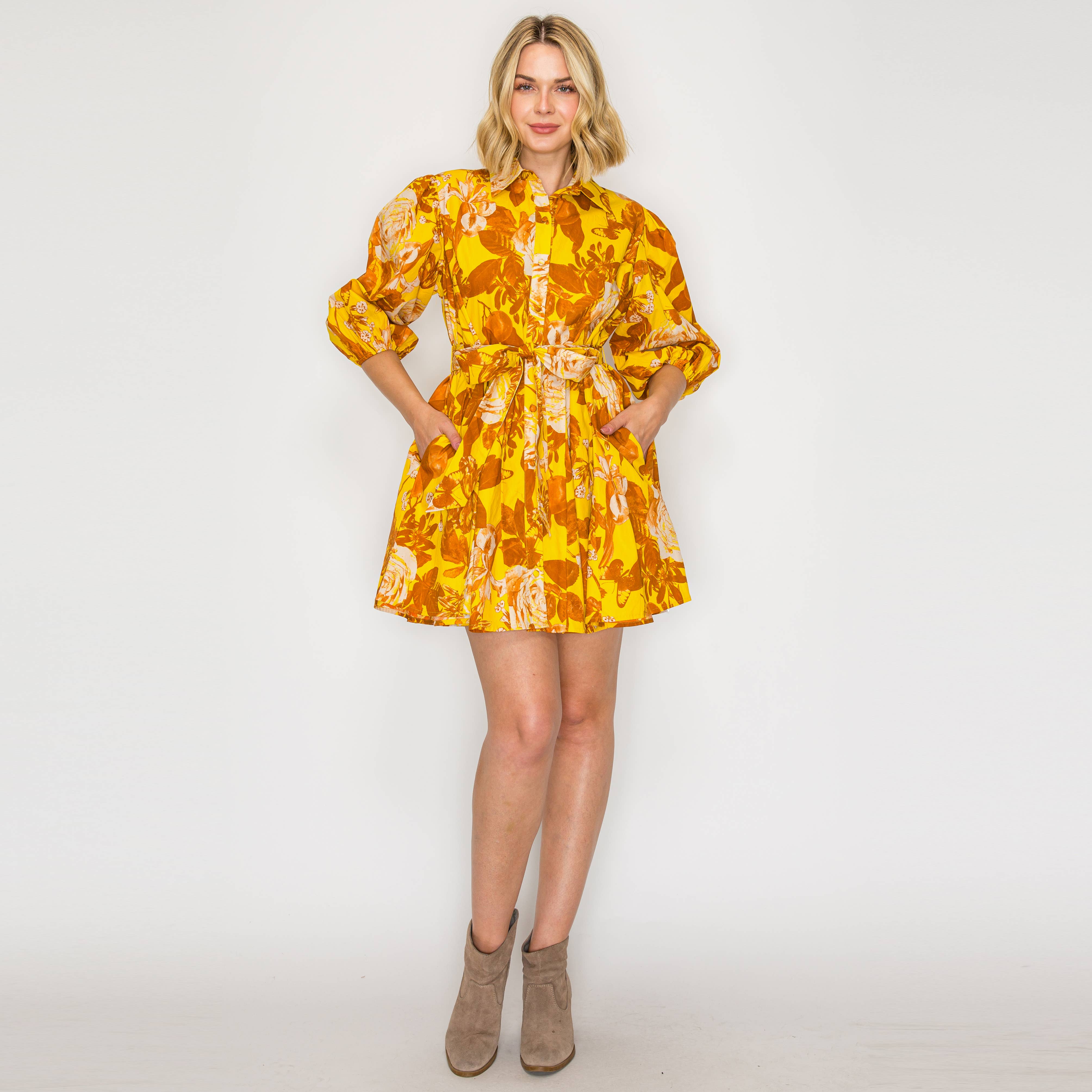 Merigold Rose Print Mini Dress