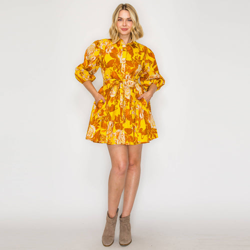 Merigold Rose Print Mini Dress