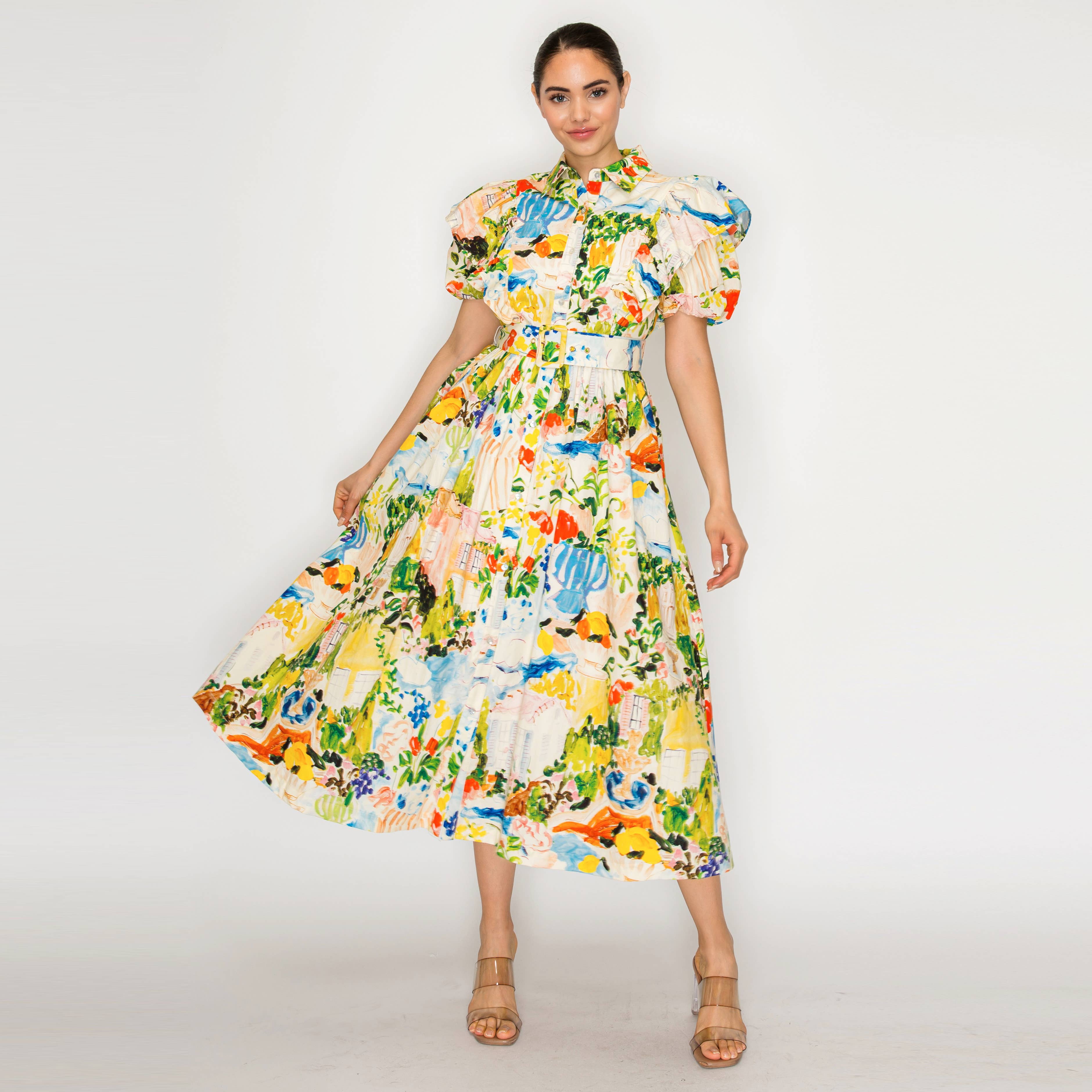 AURORA FLORA Shirts Midi Dress