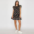 Wild Roses Print in Black Blouse