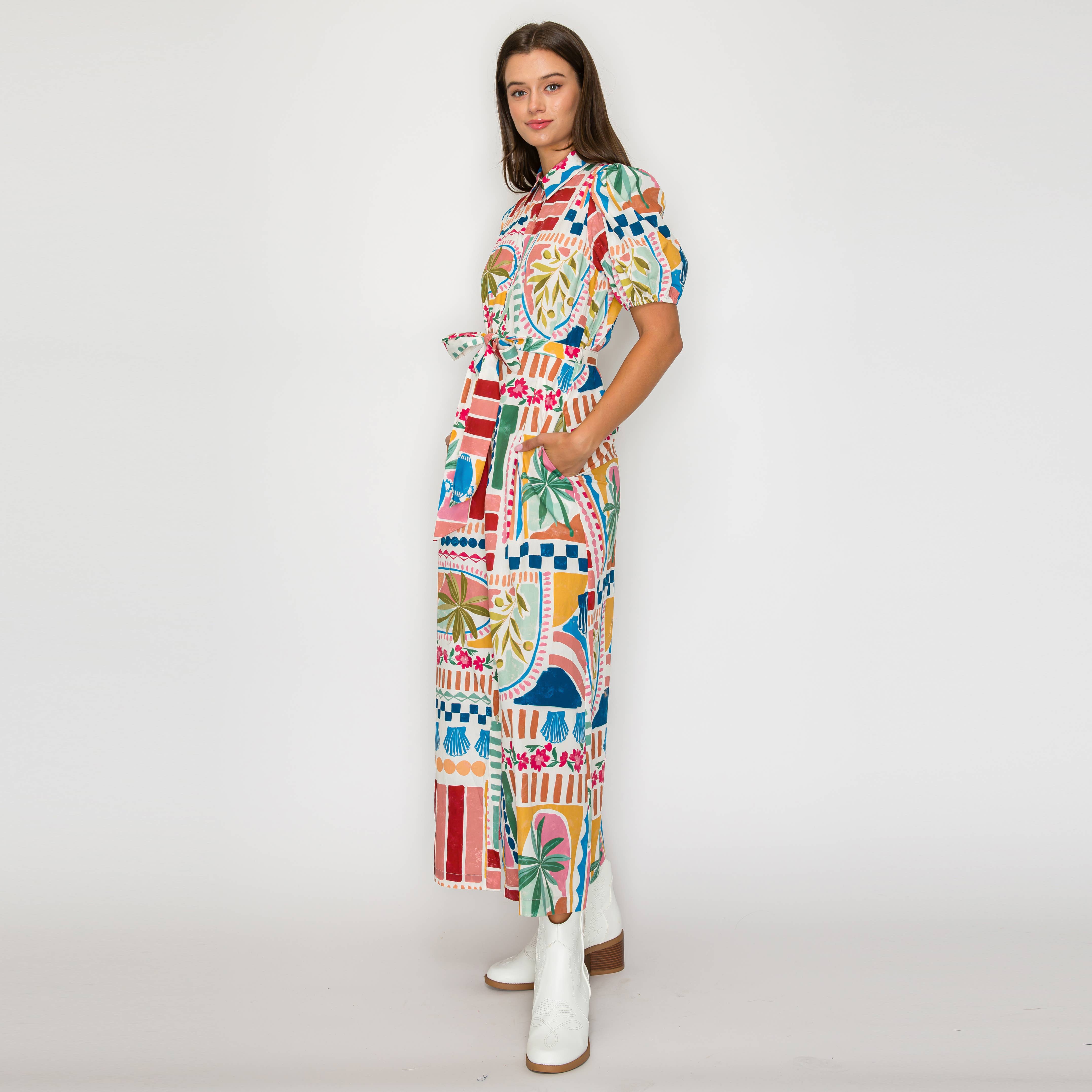 Dreamy Desert Print Shirts Midi Dress