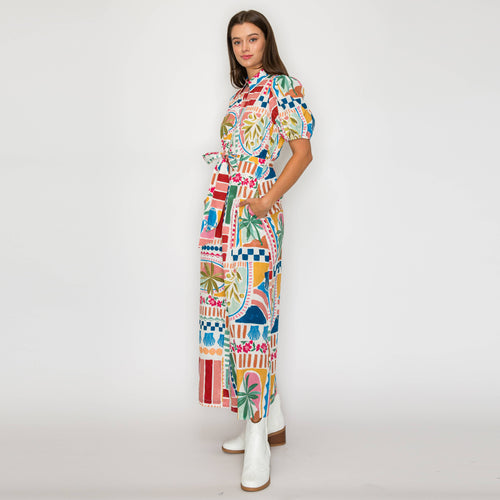 Dreamy Desert Print Shirts Midi Dress