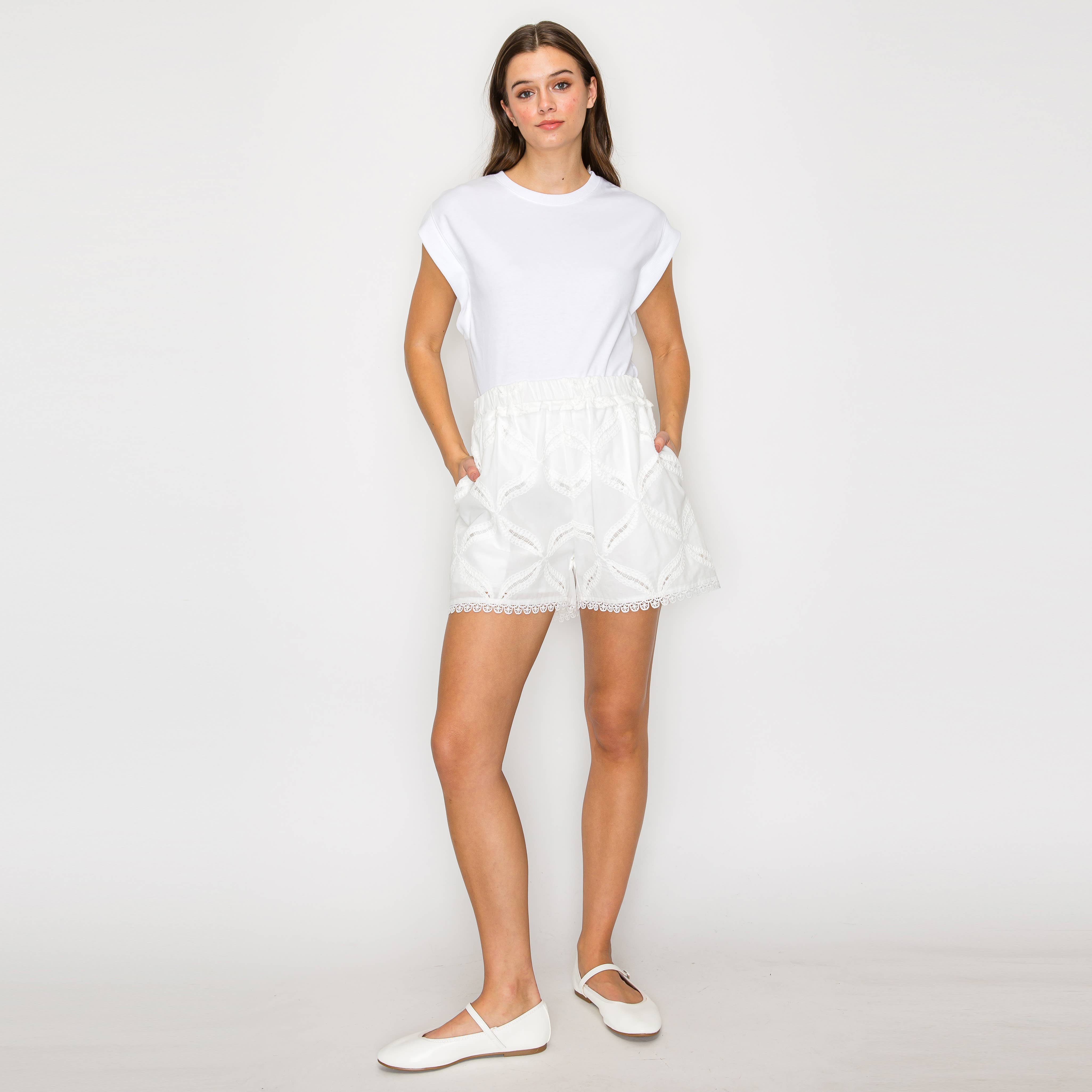 Pure White Cotton Shorts