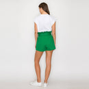 Shopper Bag Shorts with Sash Belt - GREEN - LWTP1314