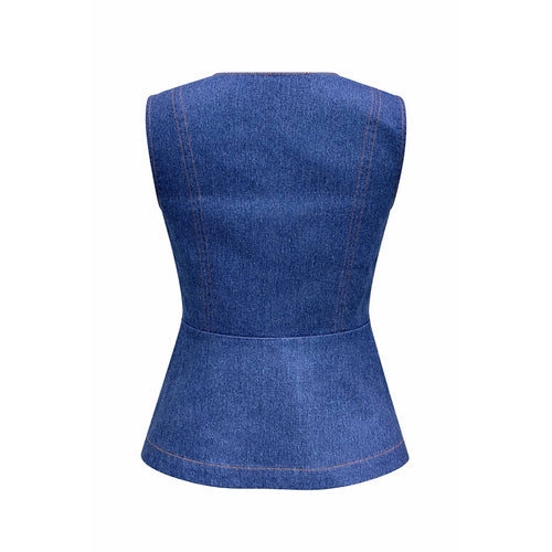 The Tailored Denim Peplum Top