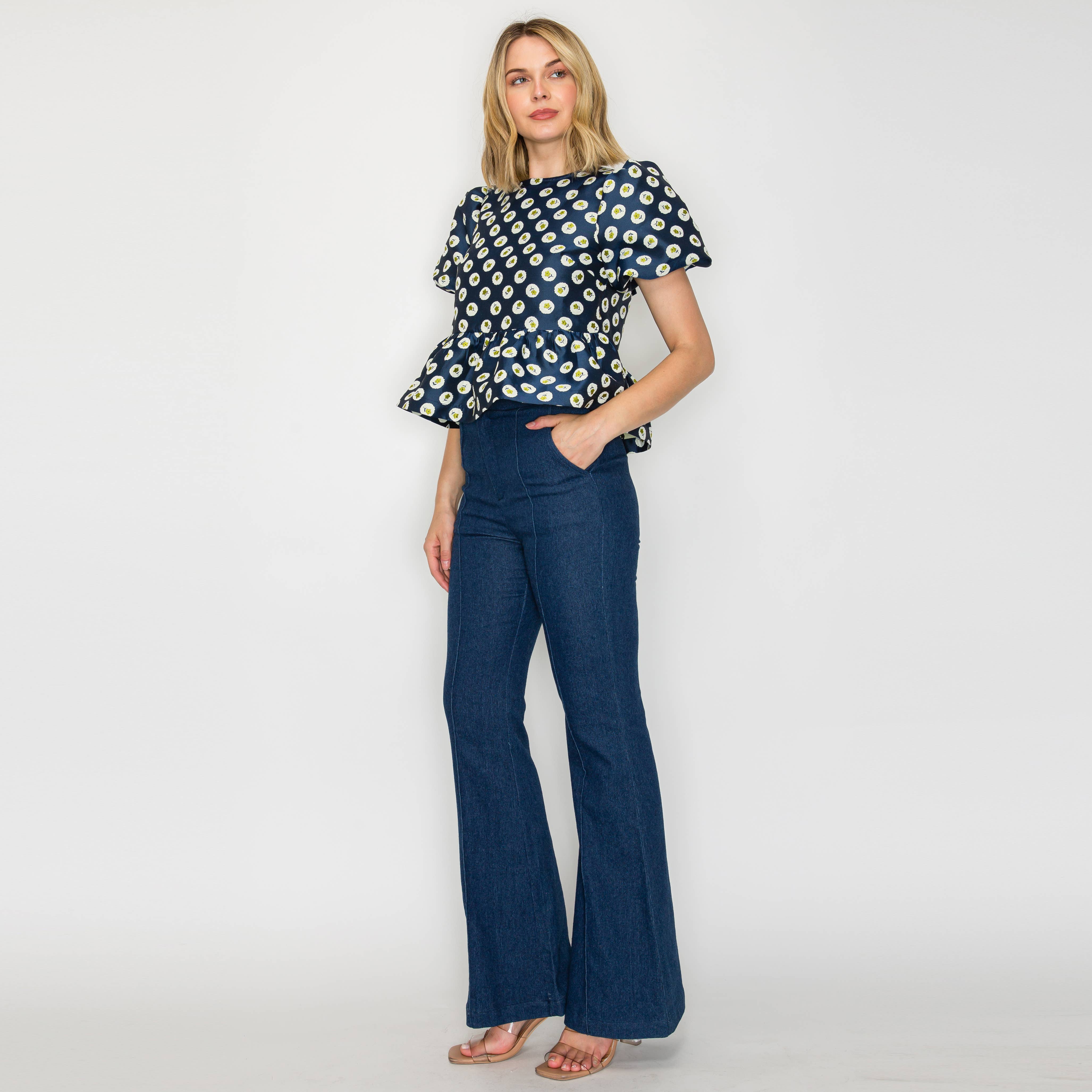 Flower Polka Dots Peplum Top