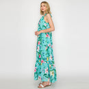 Summer Flower with Shell Halter Maxi Dress