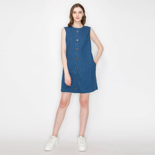 Scallop lover denim mini dress