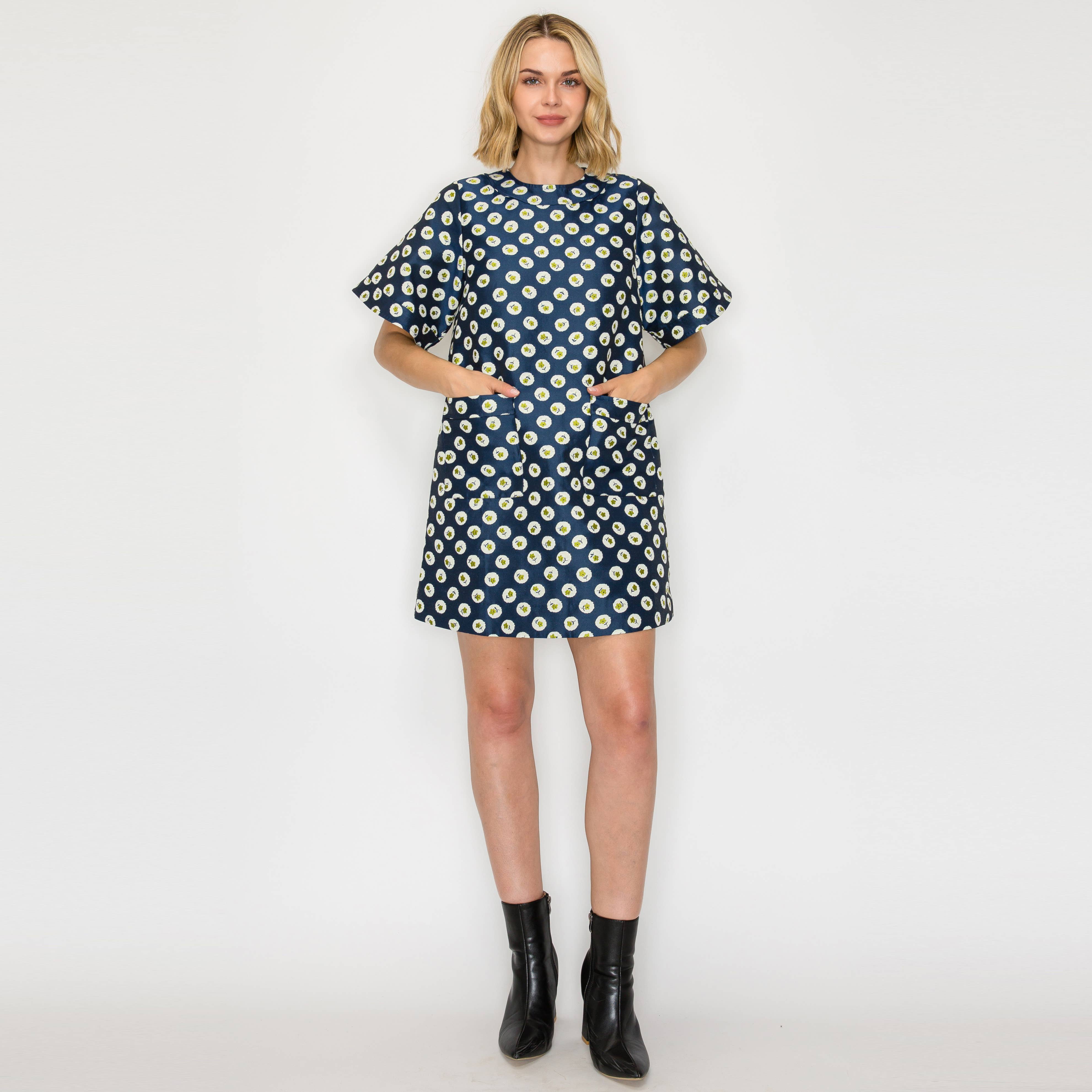 Flower Polka Dots Mini Dress