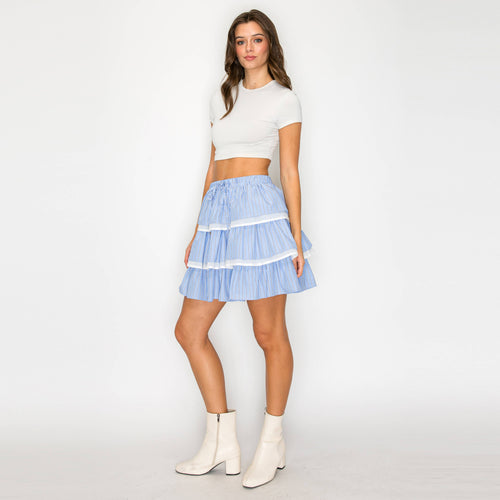 Blue Skies Tiered Stripe Skirt