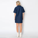 Denim shirts mini dress with jewel buttons