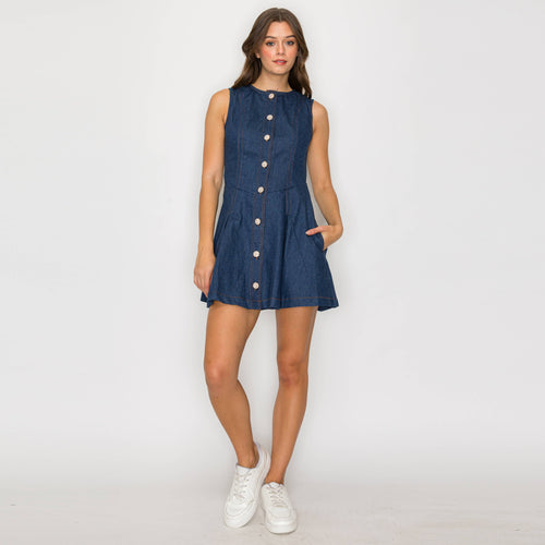 Everyday Indigo Denim Mini Dress -LWD2845