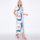 ATLANTIC BREEZE Button-Down Midi Dress
