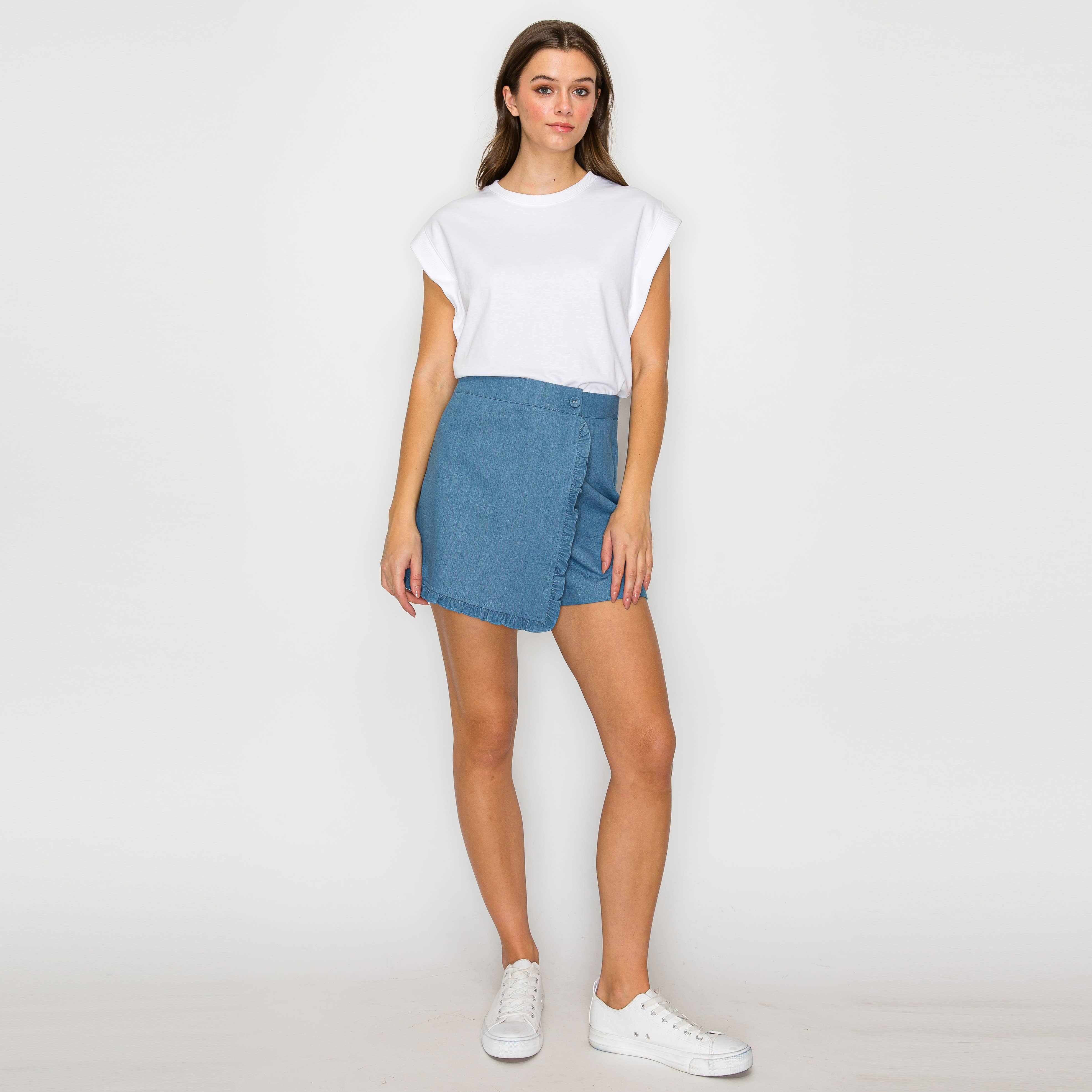 Ruffle Ruffle denim skort