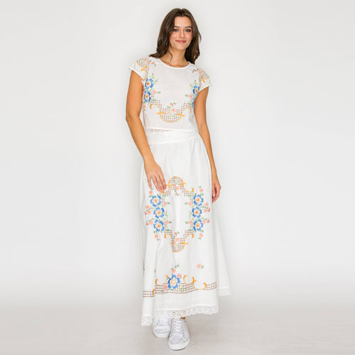 Heirloom Garden Embroidered Midi Skirt