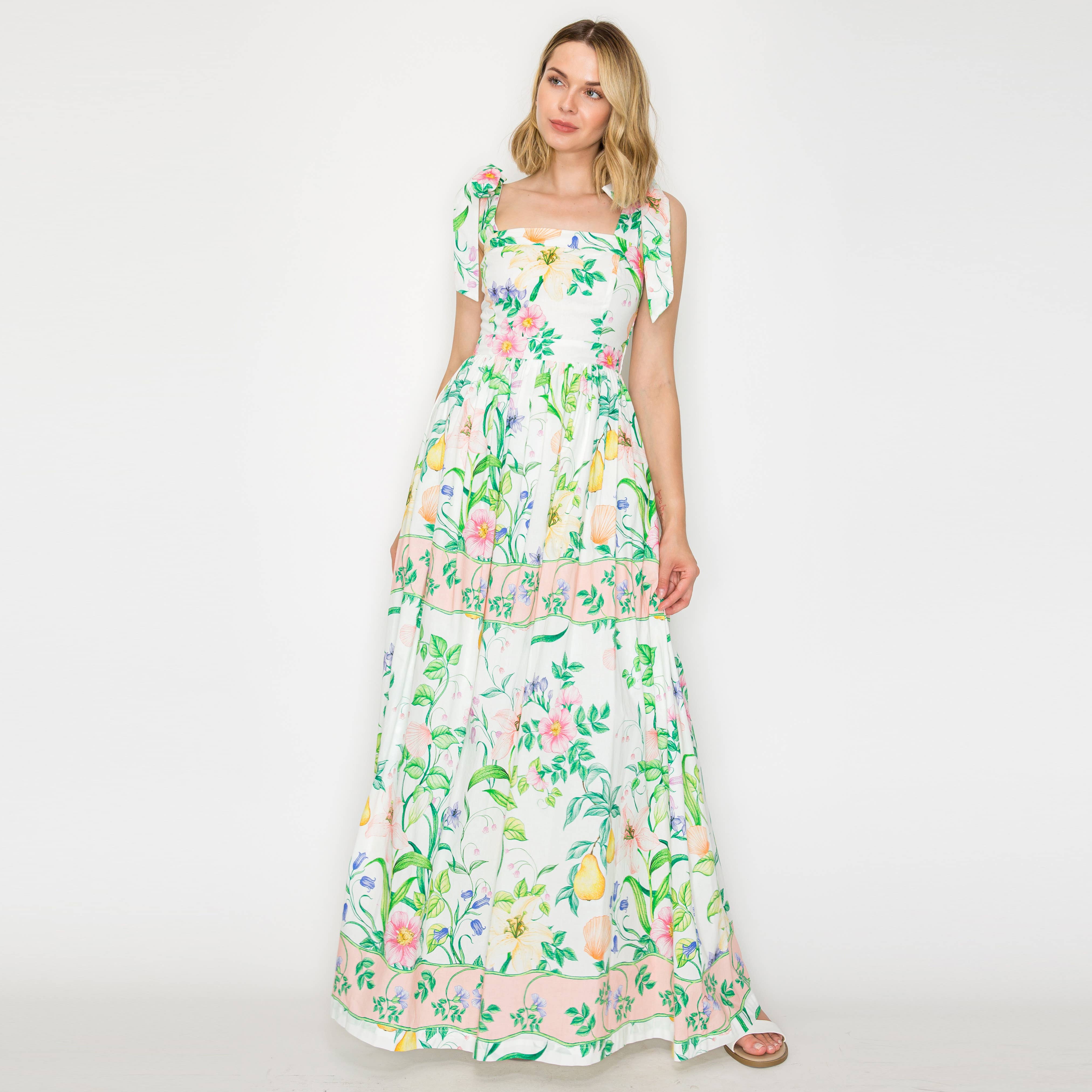 Summer Romantic Garden with Shell Maxi Dress