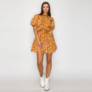 Caramel Bandana Print Cotton Mini Dress