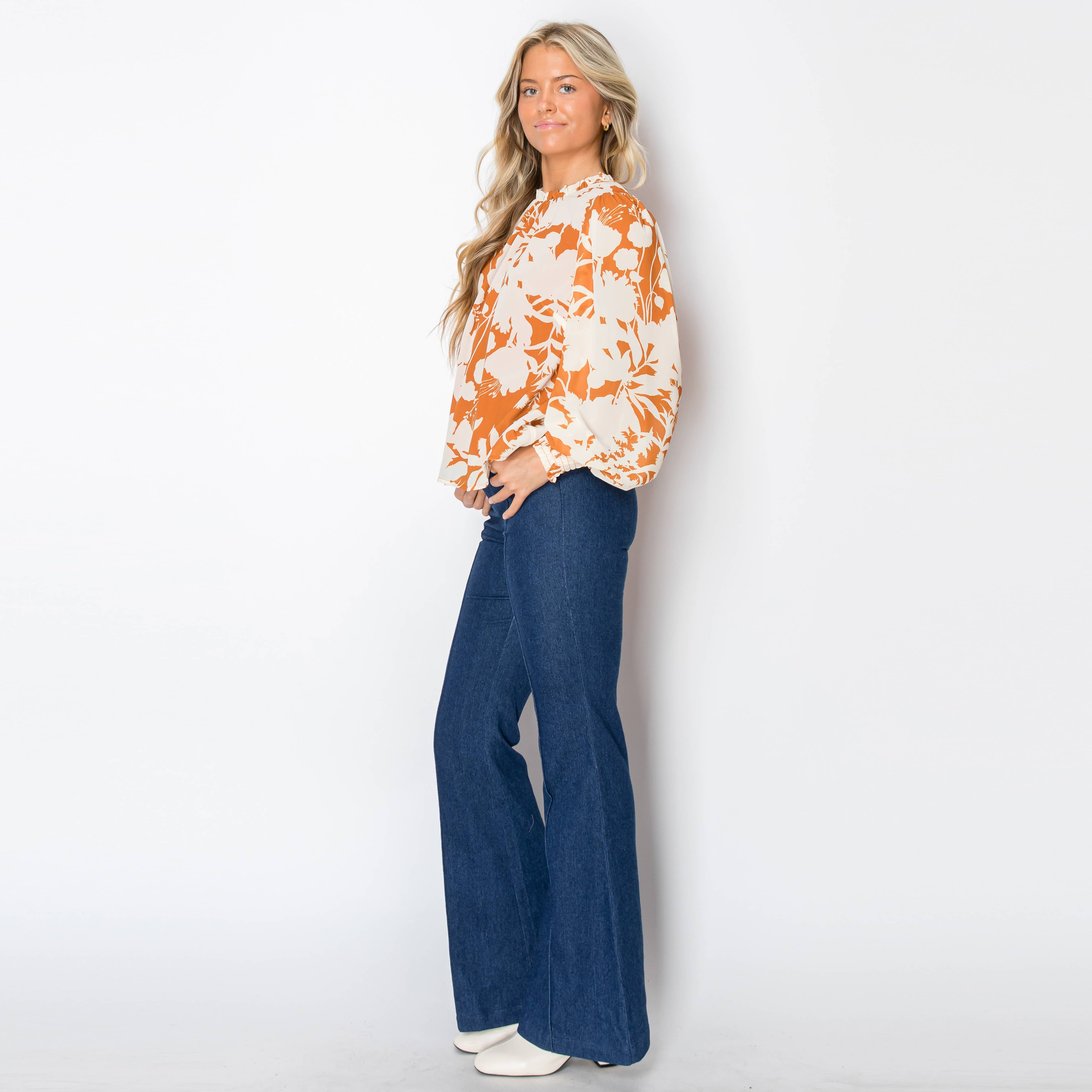 Golden Mustard Floral Blouse