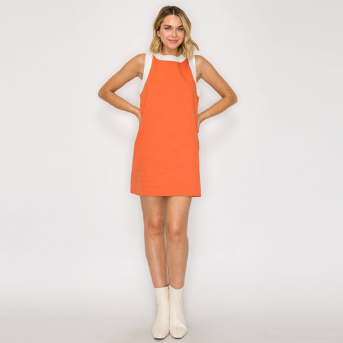BURNT ORANGE Retro Mod Look Mini dress - LWD2903