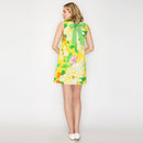 Sunny Lemon Yellow Flower Print Mini Shift Dress