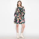 Black wild floral print mini dress