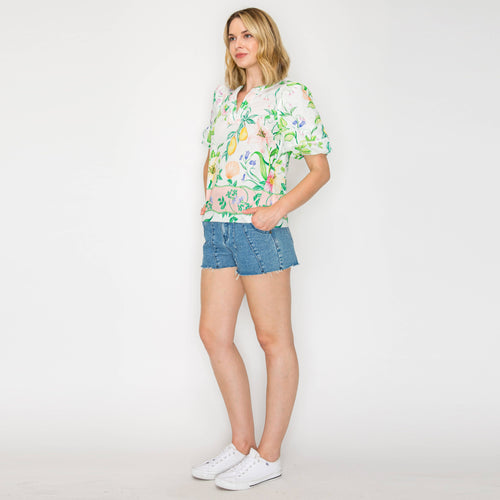 Summer Romantic Garden with Shell White Blouse