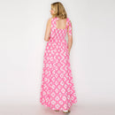 Pink Geo Lace Print Maxi Dress