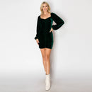 Dark green velvet mini dress