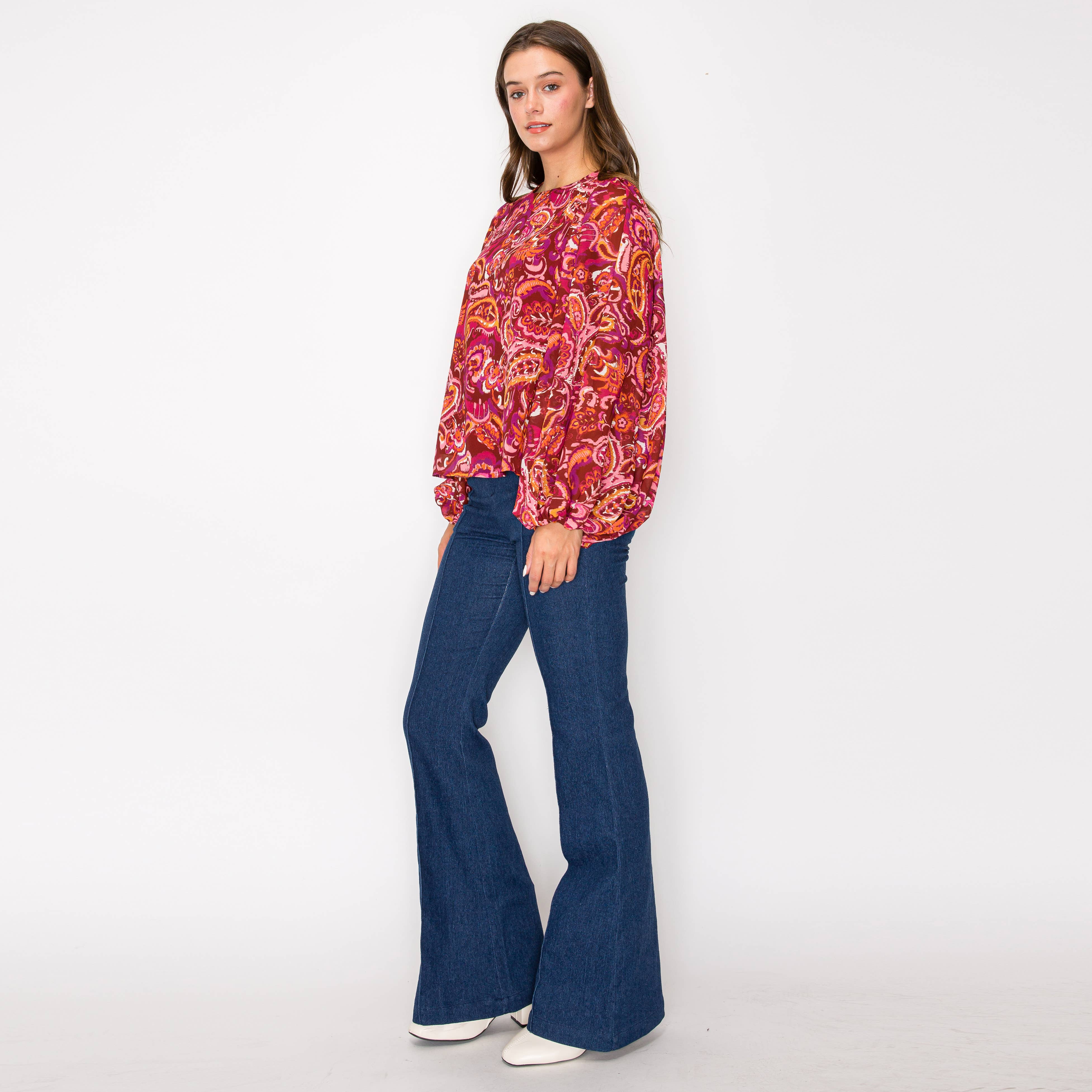 Gypsy Paisley Dramatic Sleeve Blouse