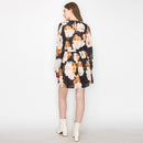 Black floral print mini dress