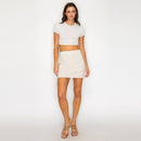Petal Whisper Shell-Trim Mini Skirt