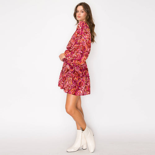 Gypsy Paisley Dramatic Sleeve Mini Dress
