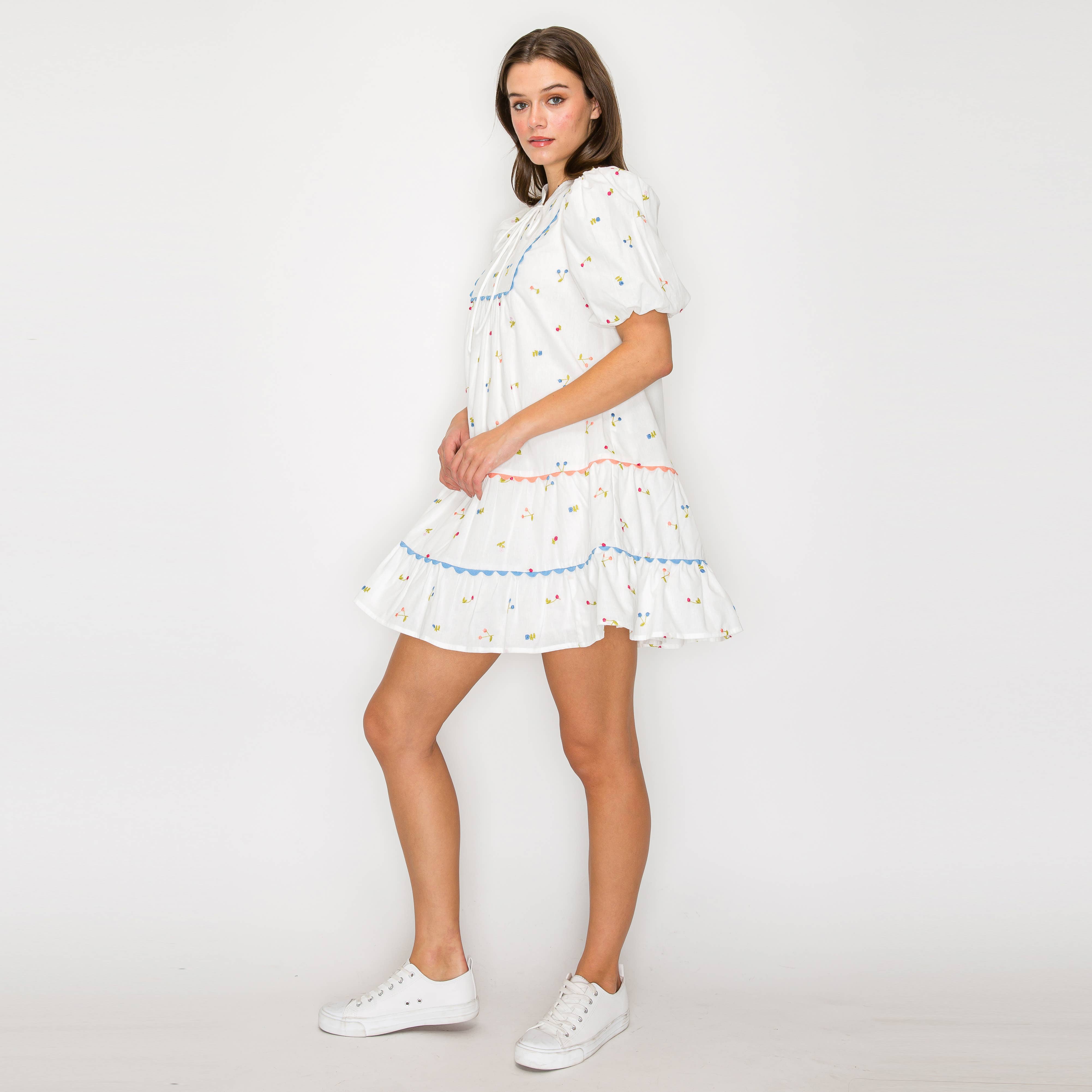 Cherry Cherry White Mini Dress