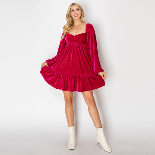 Fuchsia Velvet mini dress