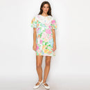 Garden Flower Print Lace Collar Mini Shift Dress