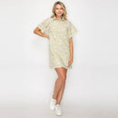 Macha Green Patch Work lace Mini Shift Dress