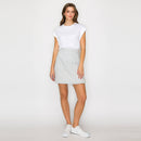 Soft Blue Stripe w/ Embroidery Mini Skirt w/ Ruffle- LWK1190