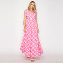 Pink Geo Lace Print Maxi Dress
