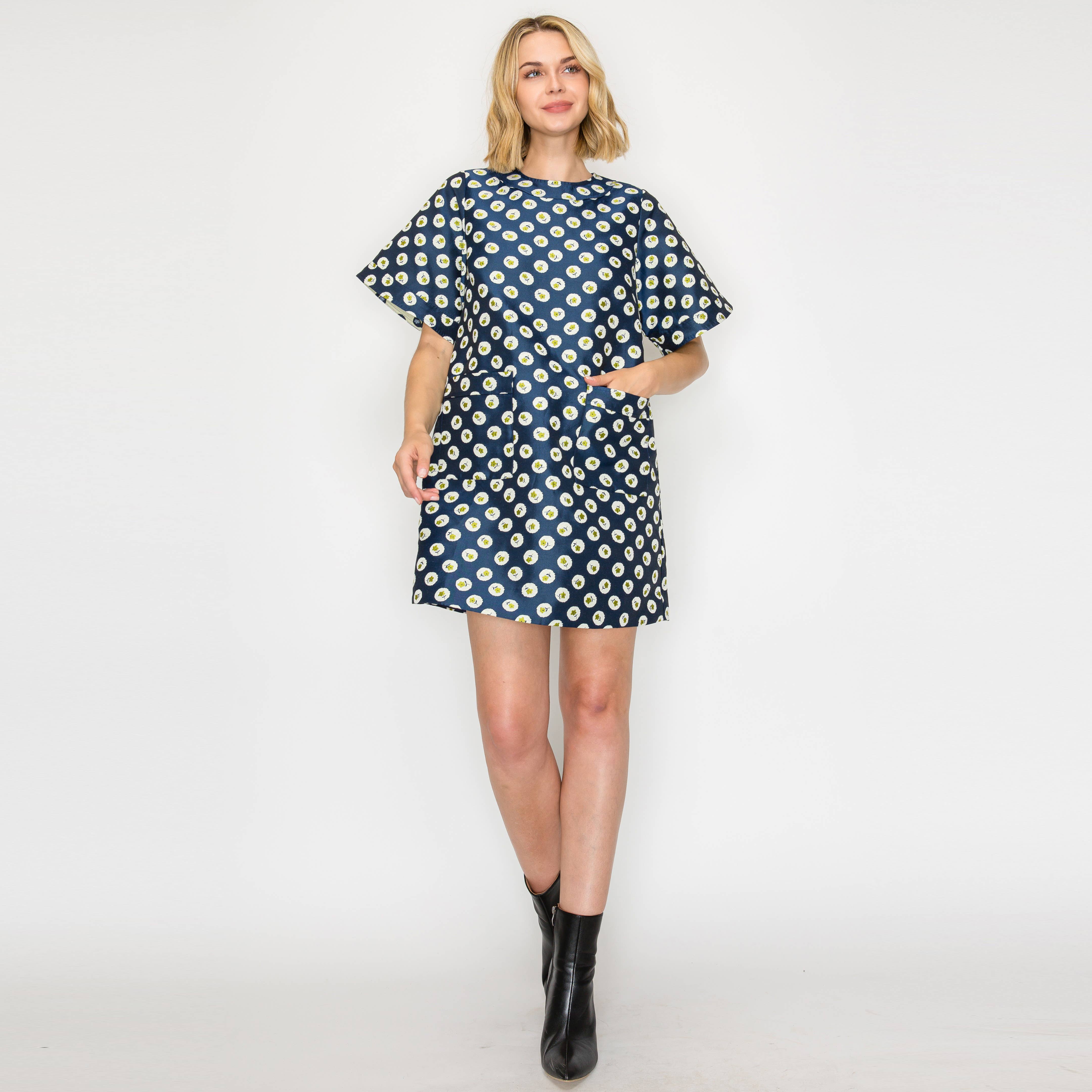 Flower Polka Dots Mini Dress