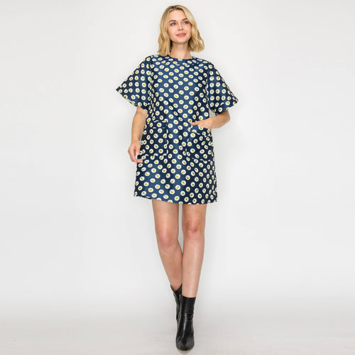 Flower Polka Dots Mini Dress