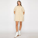 Little Wild Flower Print Twill Shirts Mini Dress