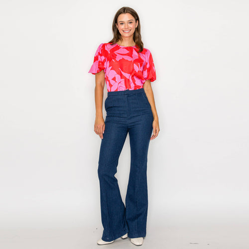 Perfect pink & red print blouse