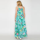 Summer Flower with Shell Halter Maxi Dress